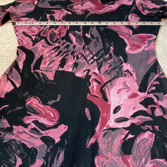 Prabal Gurung x RTR Abstract Floral Mesh Midi Dress Size XXL Pink Black - Picture 10 of 13